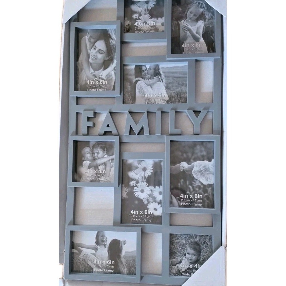 New Gray "Family" Collage Frame #1169